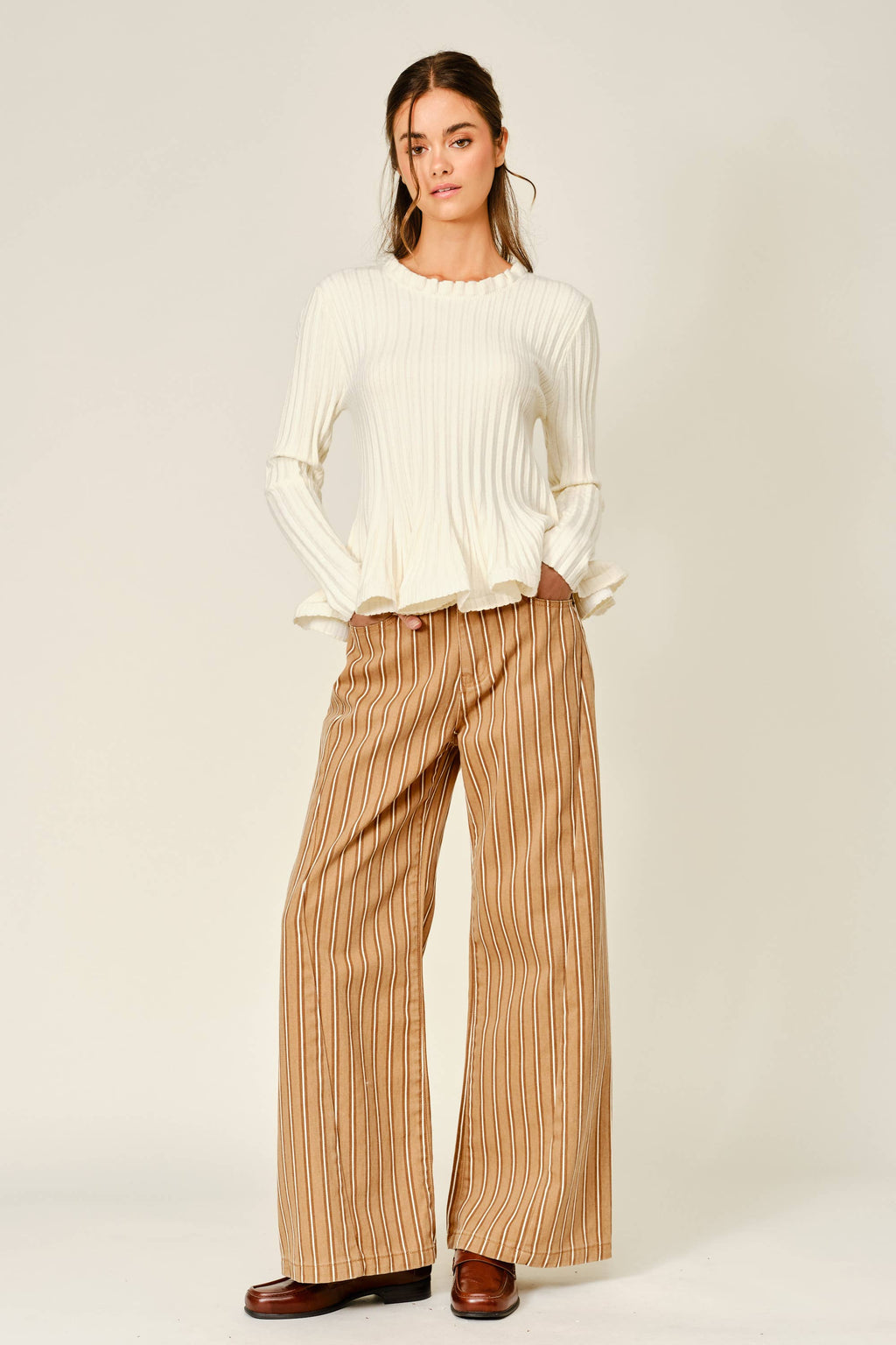 Corinne Ribbed Peplum Sweater
