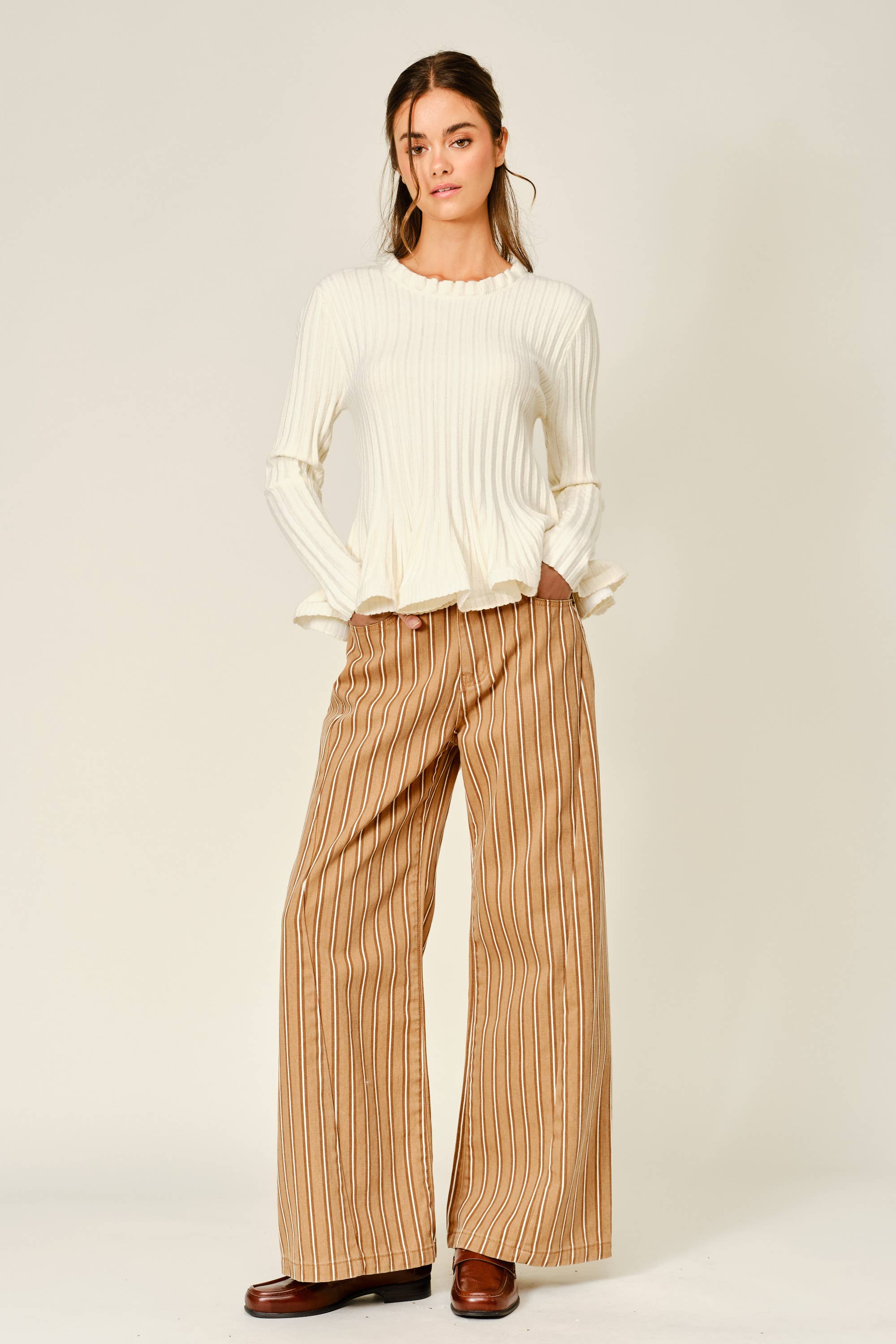 Corinne Ribbed Peplum Sweater
