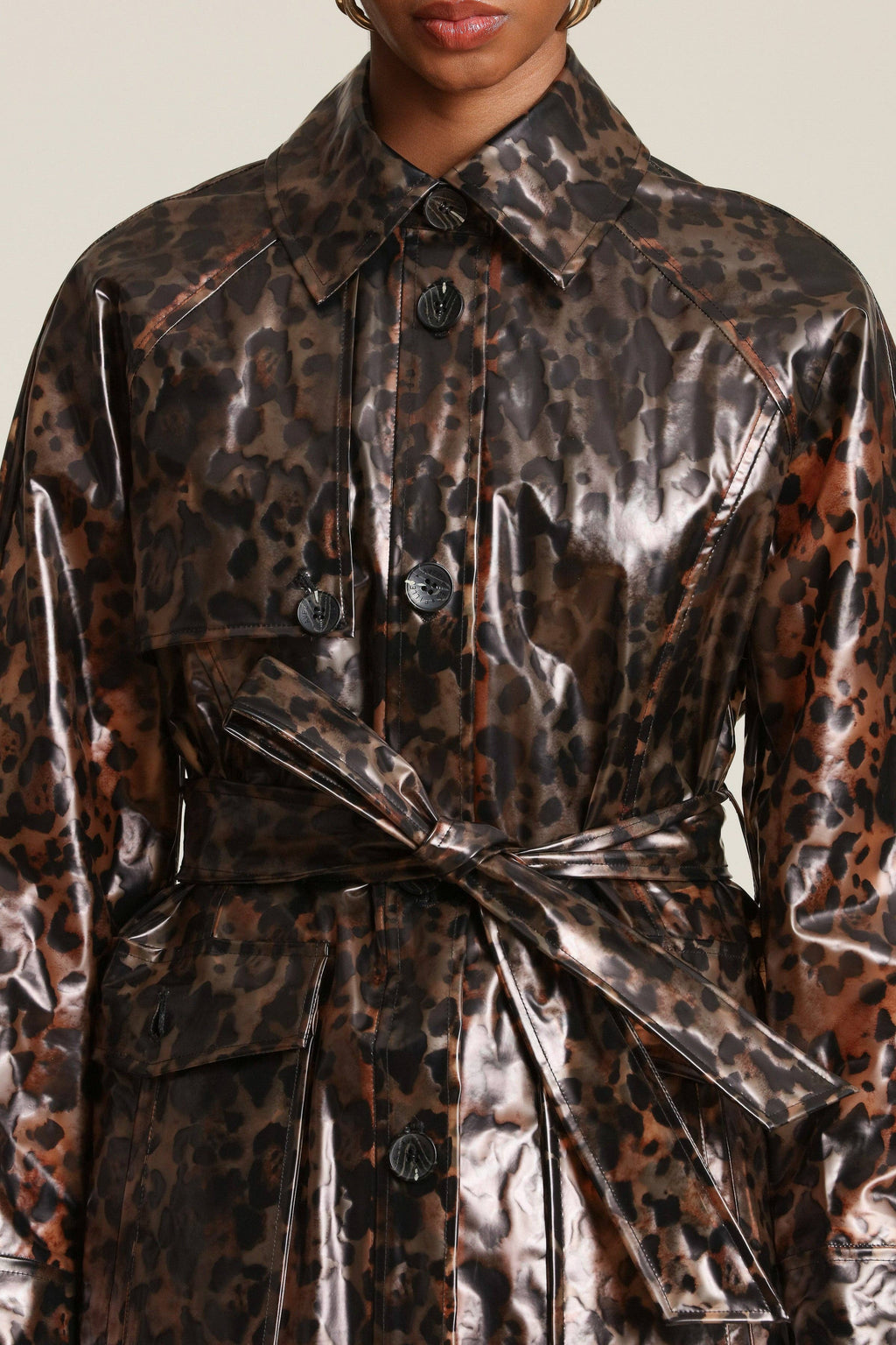 Roxanne leopard Rain Trench Coat