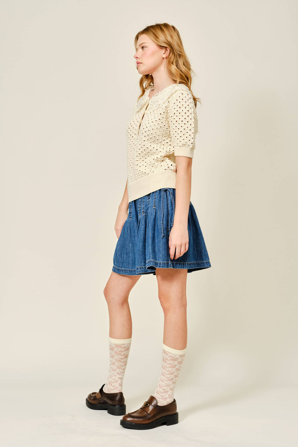 Adeline Lace Collar Knit Top