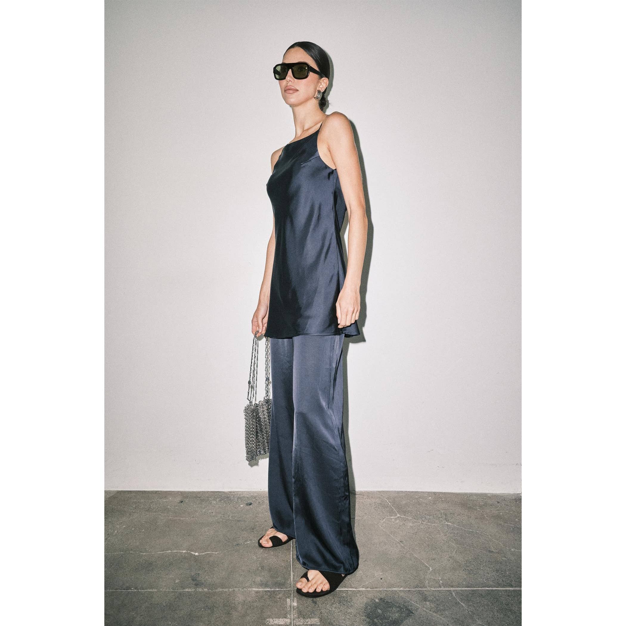 Eden Satin Cowl Neck Cami Wide Leg Pant Set