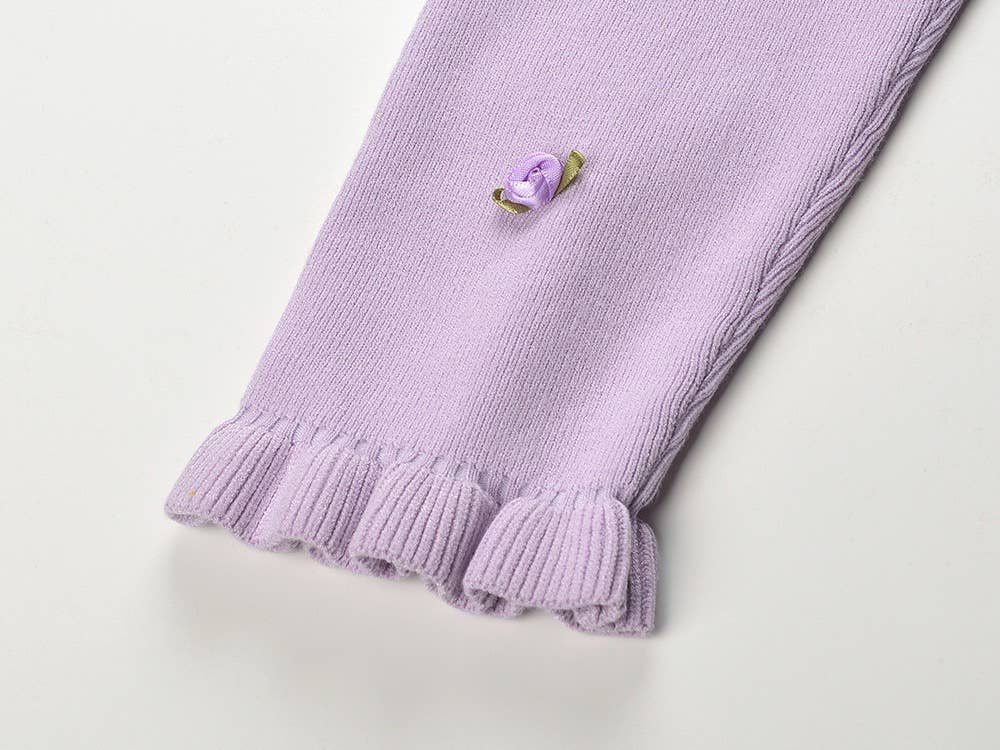 The Arabella Rosette Dress Purple Knit Cardigan & Rhinestone Suspender Dress
