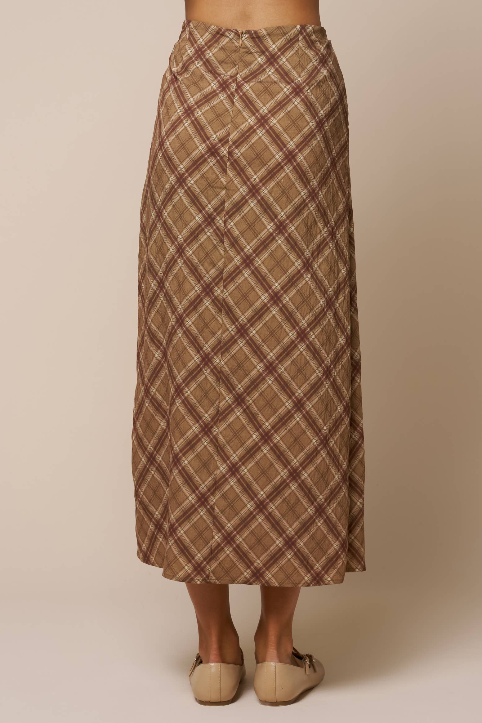 Odette Plaid Twist Maxi Skirt