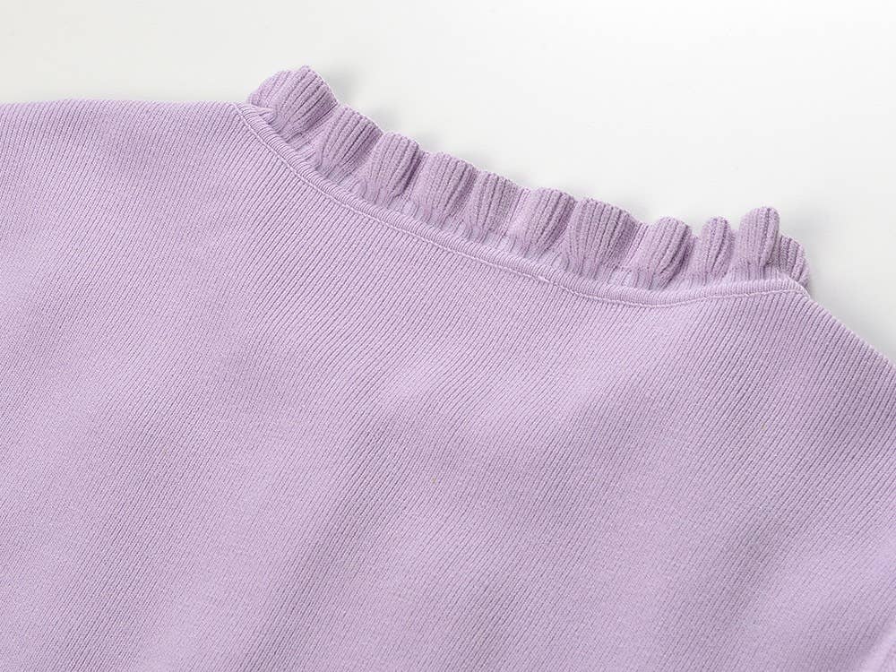 The Arabella Rosette Dress Purple Knit Cardigan & Rhinestone Suspender Dress