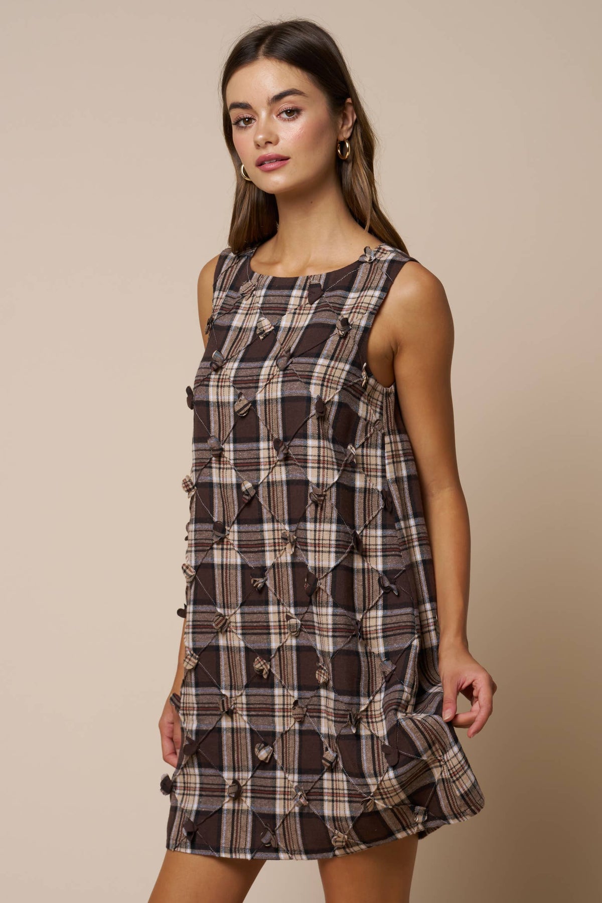 Eloïse Plaid Appliqué Mini Dress