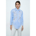 Cotton Stripe Shirt with Lace Applique