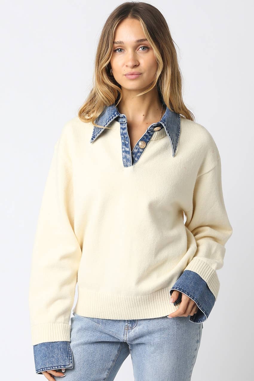 Emely Contrast Knit Top