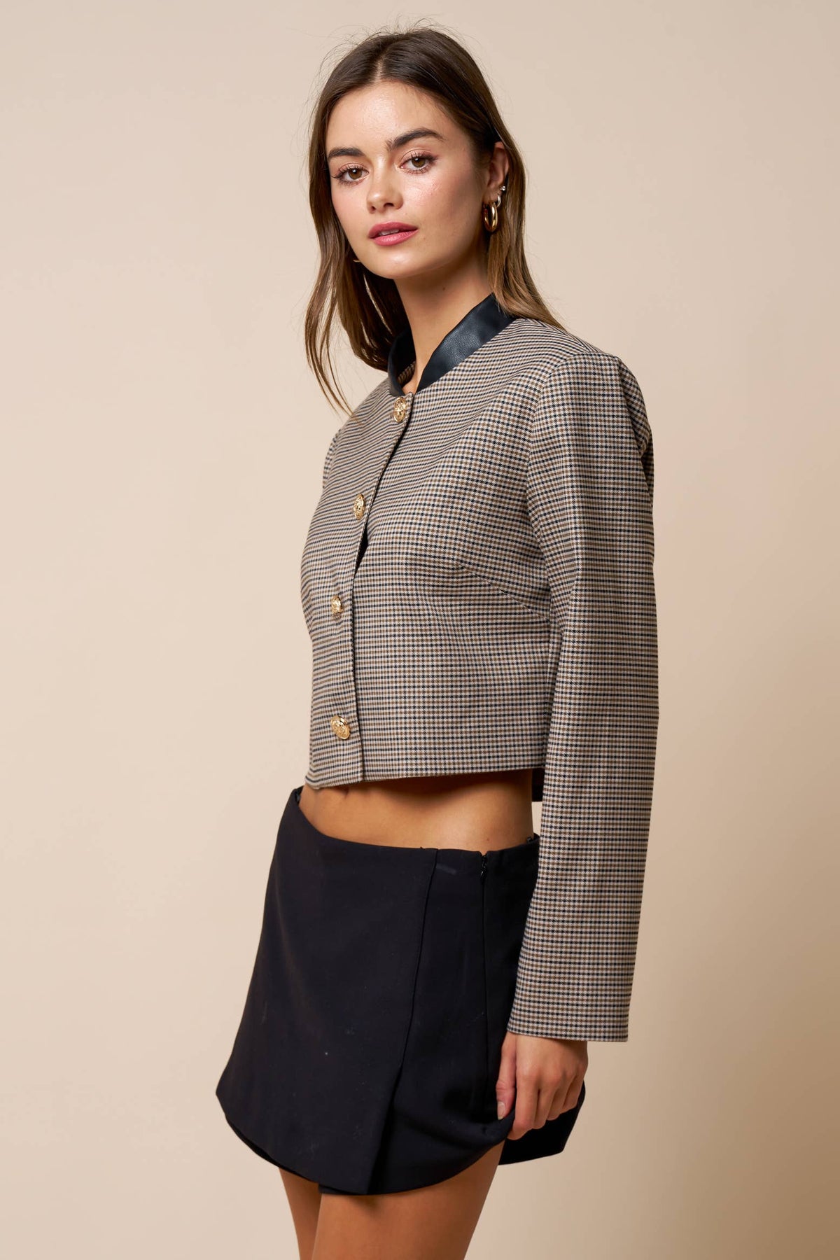 Juliette Houndstooth Cropped Jacket