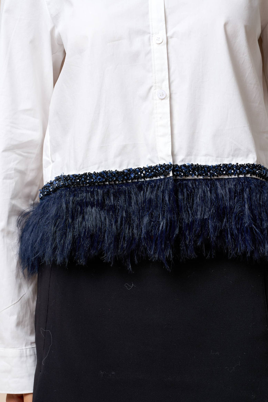 Margaux Feather Trim Button-Down Shirt