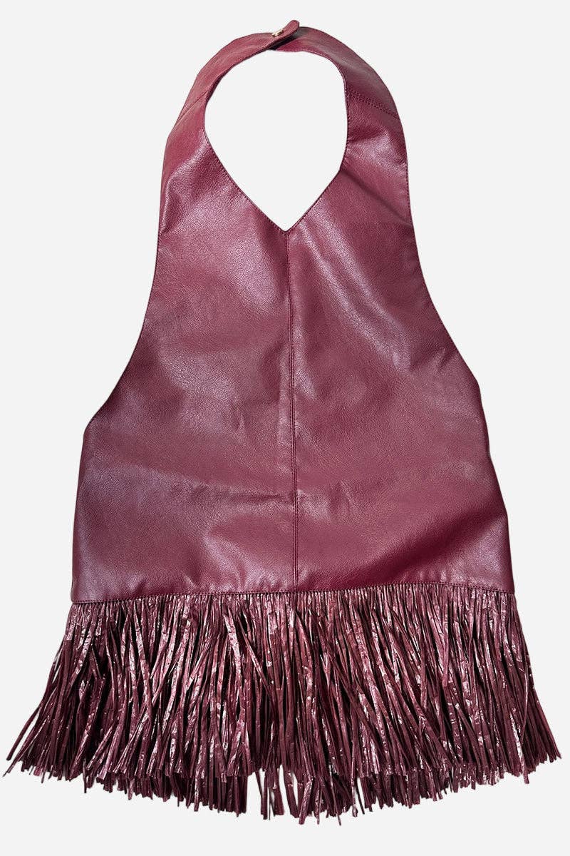 Sloane Fringe Faux Leather Top