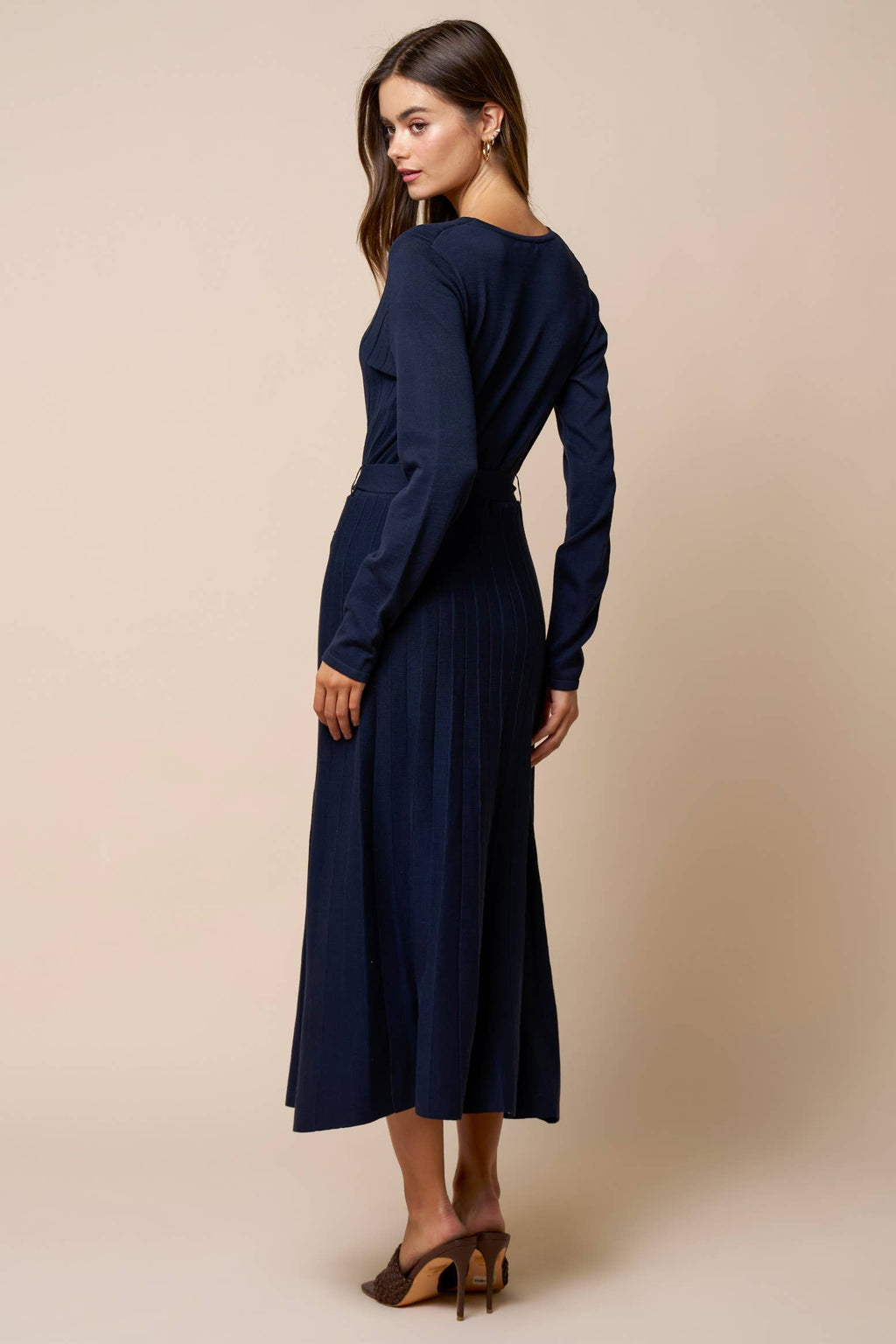 Geneviève Ribbed Wrap Midi Dress