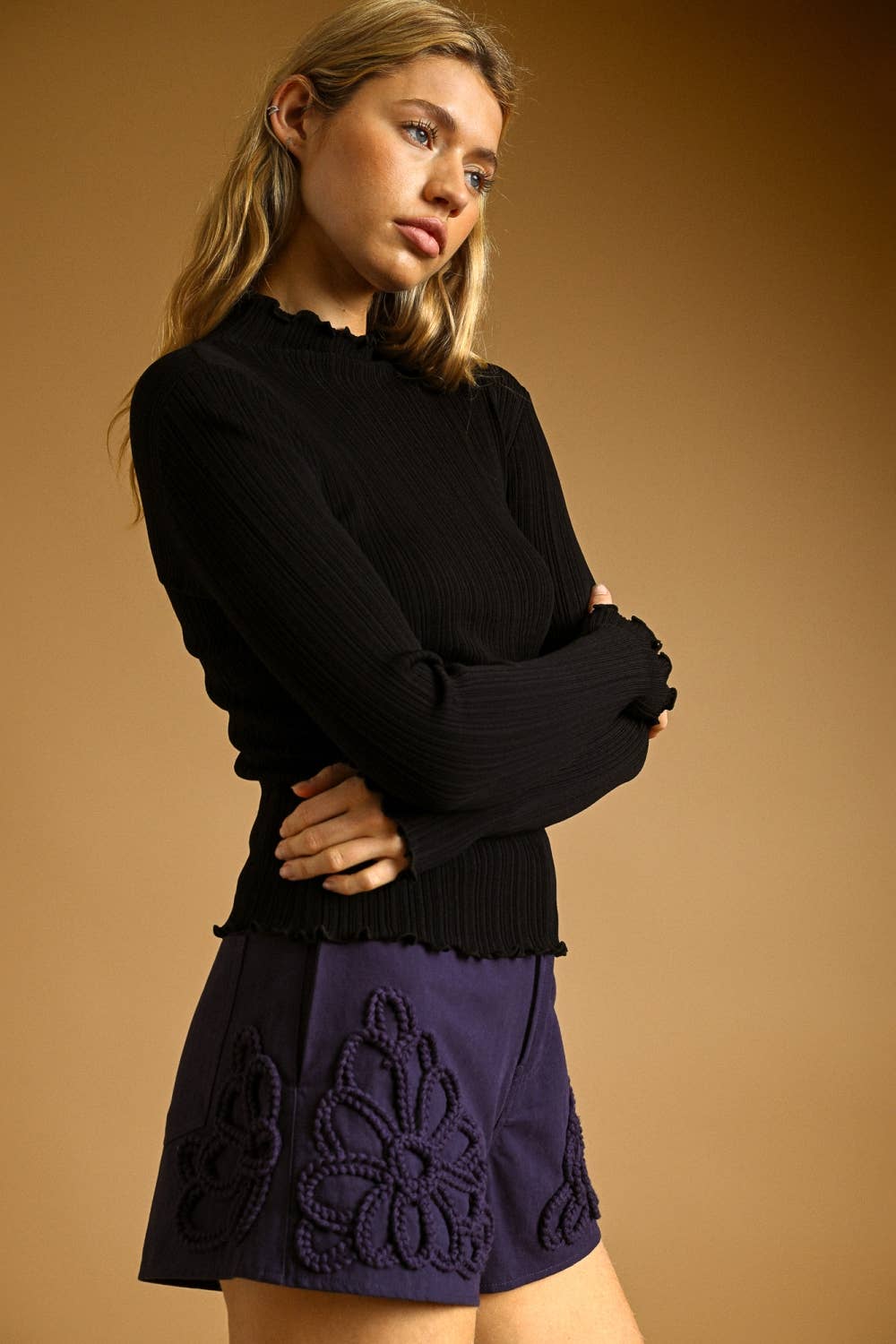Colette Ribbed Mock Neck Top