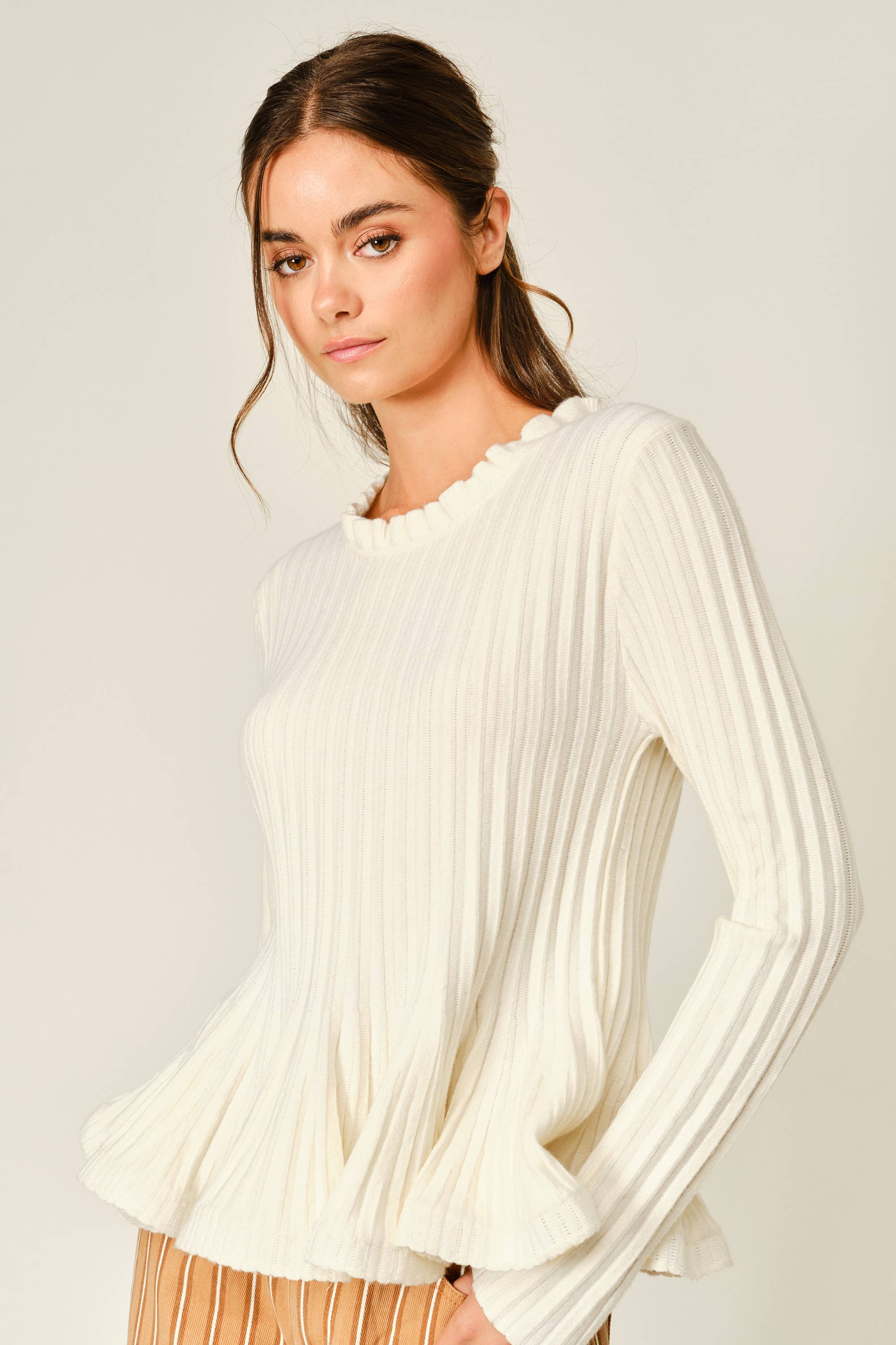 Corinne Ribbed Peplum Sweater