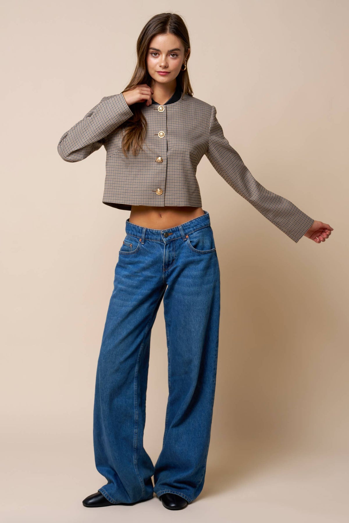 Juliette Houndstooth Cropped Jacket