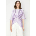 Maeve Satin Short Sleeve Side Wraptie Blouse