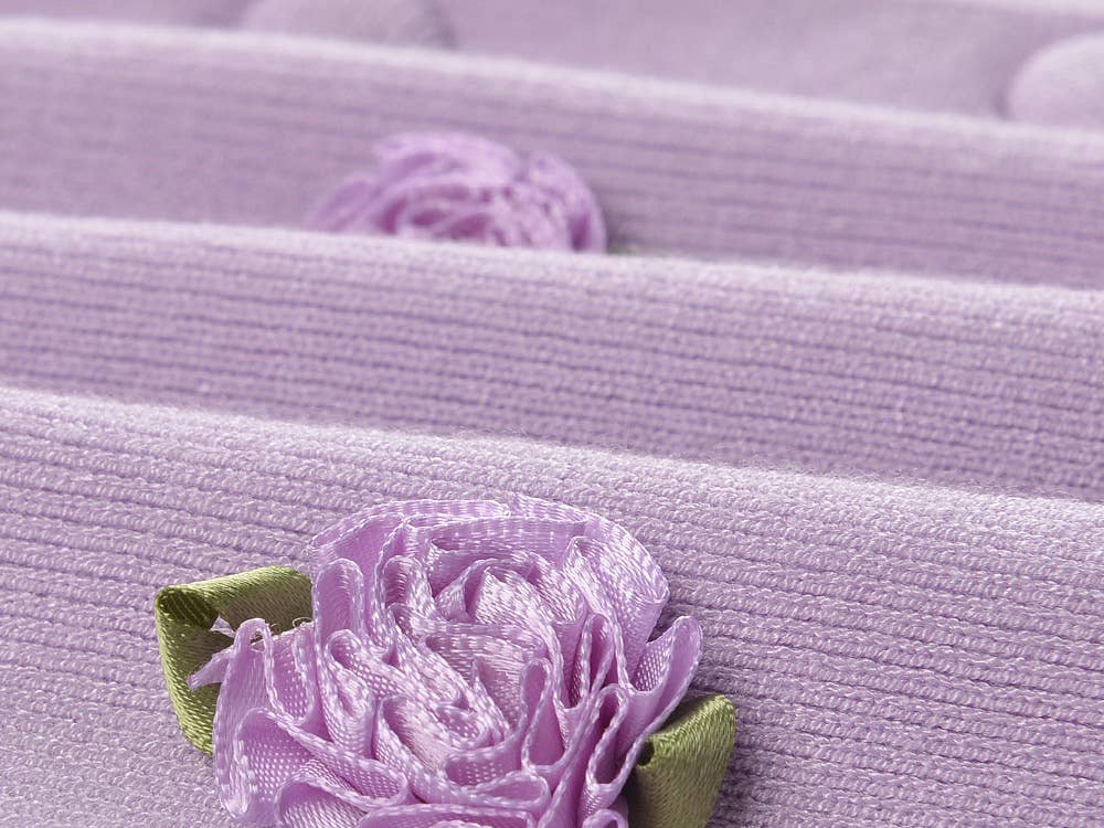 The Arabella Rosette Dress Purple Knit Cardigan & Rhinestone Suspender Dress