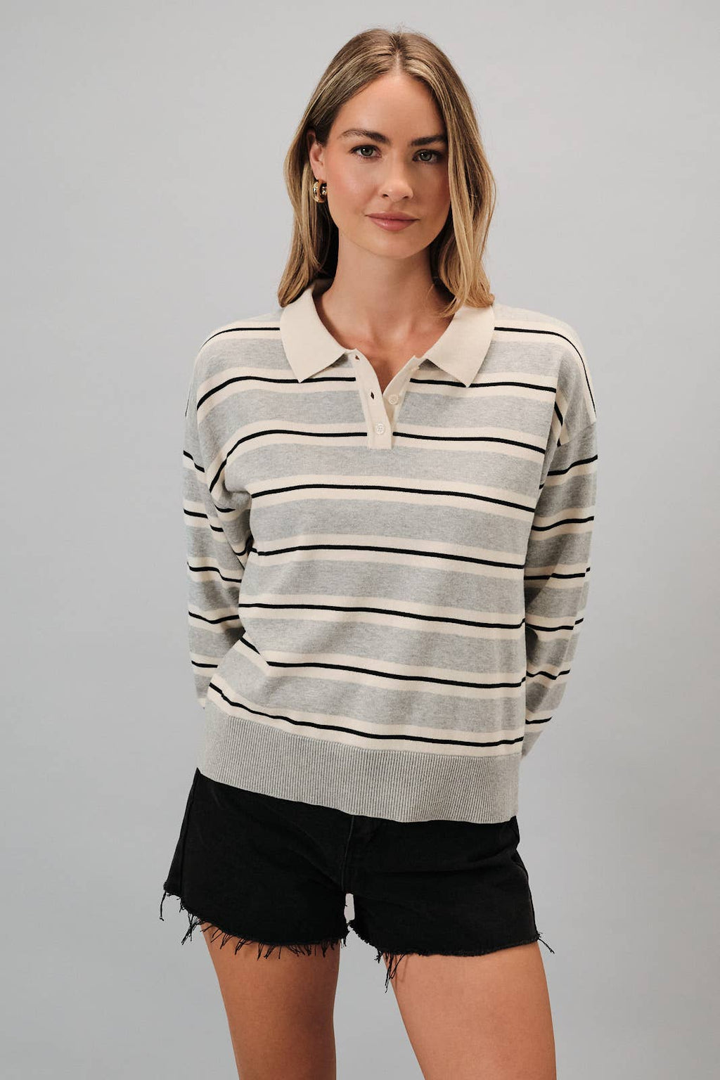 Avery Striped Polo Sweater