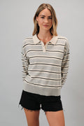 Avery Striped Polo Sweater