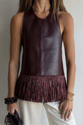 Sloane Fringe Faux Leather Top