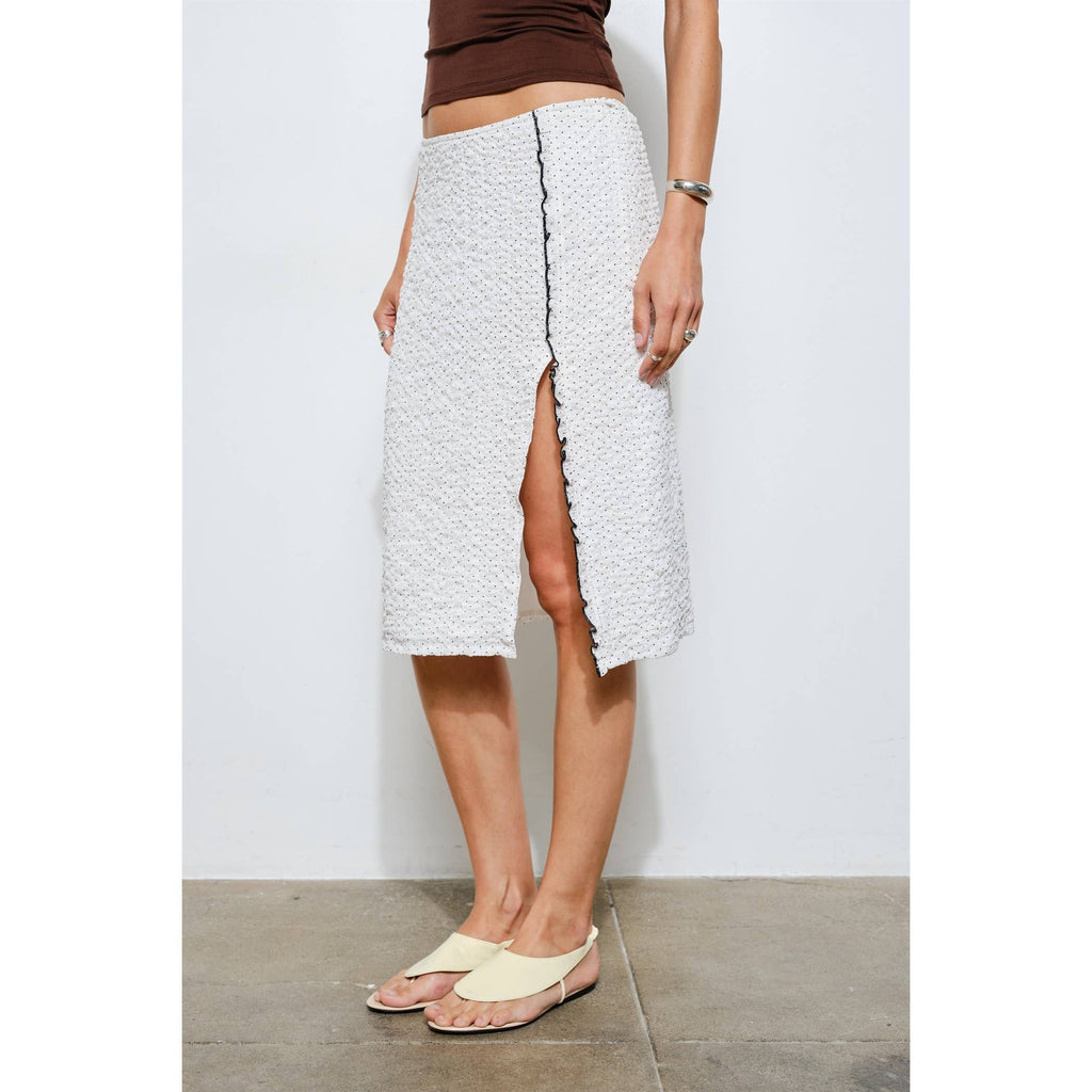 Elara Ruffle Trim Midi Skirt