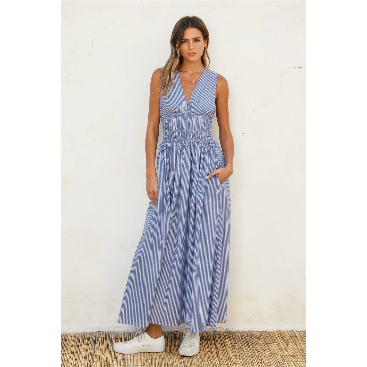 Lila Stripe Midi Dress