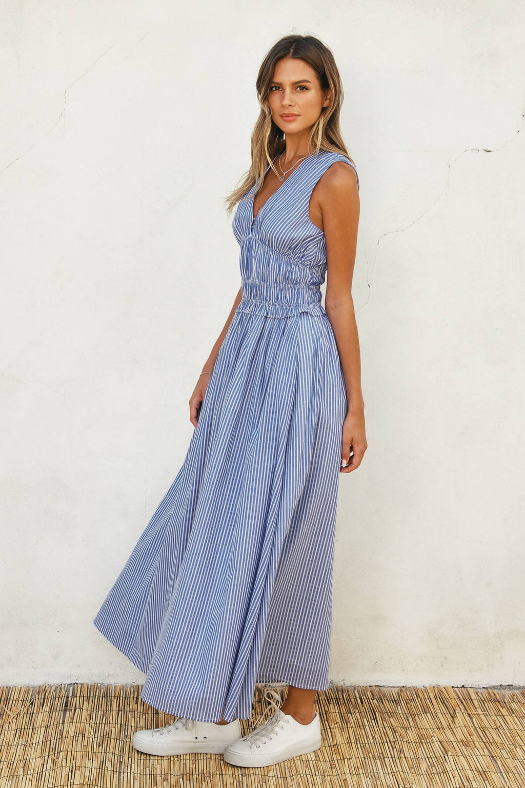 Lila Stripe Midi Dress
