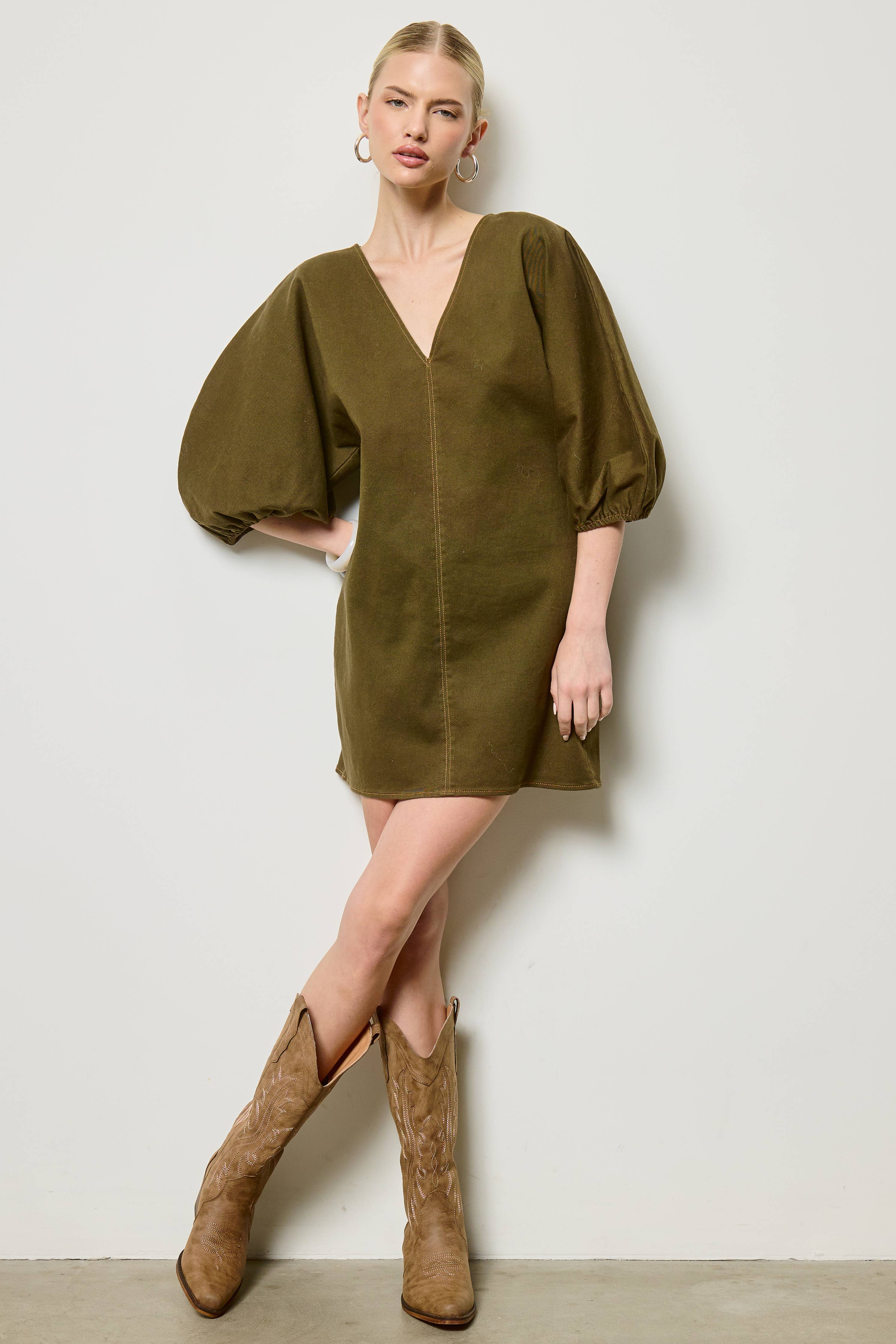 Emma Balloon Sleeve Mini Dress