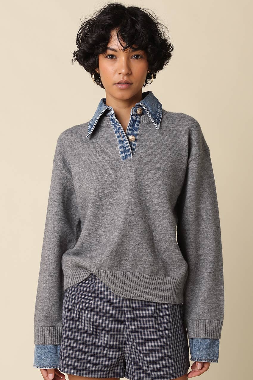 Emely Contrast Knit Top