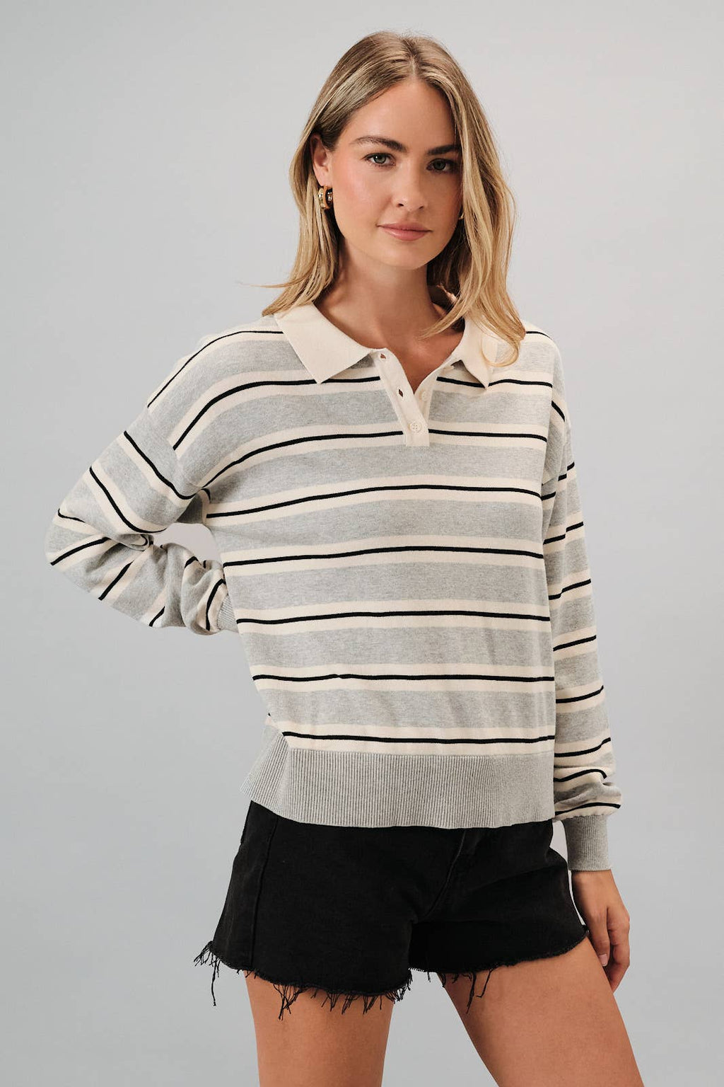 Avery Striped Polo Sweater
