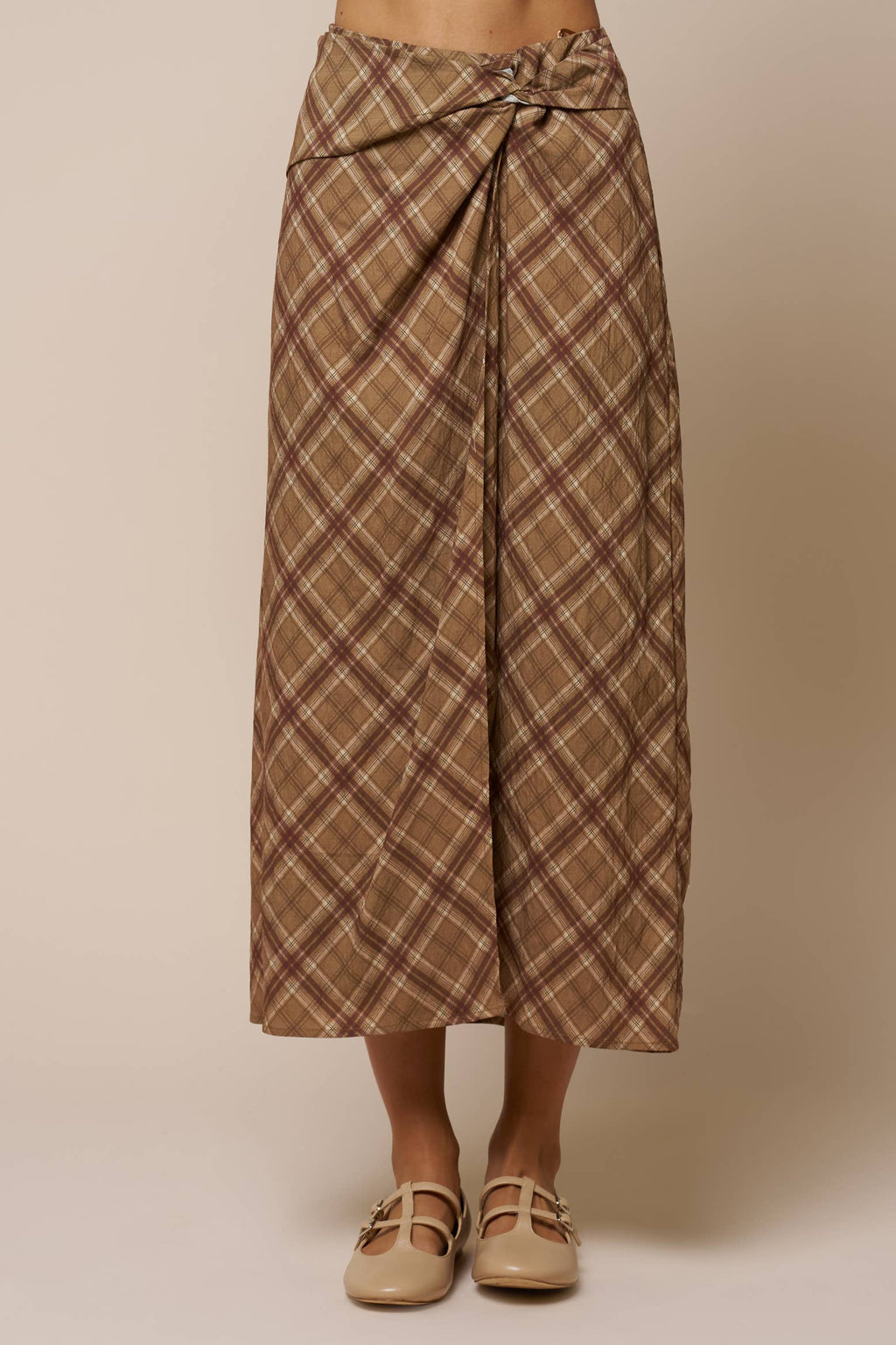 Odette Plaid Twist Maxi Skirt