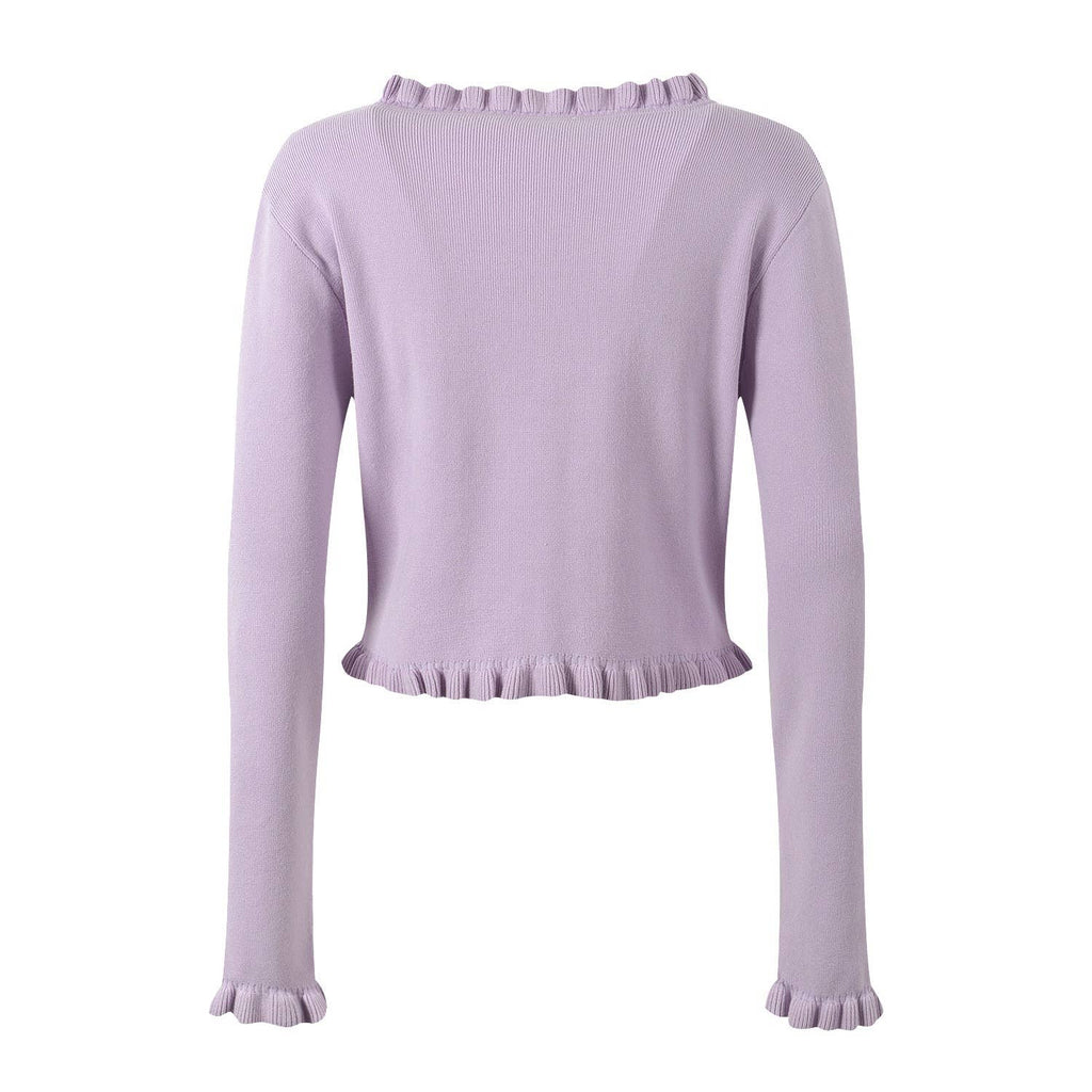 The Arabella Rosette Dress Purple Knit Cardigan & Rhinestone Suspender Dress