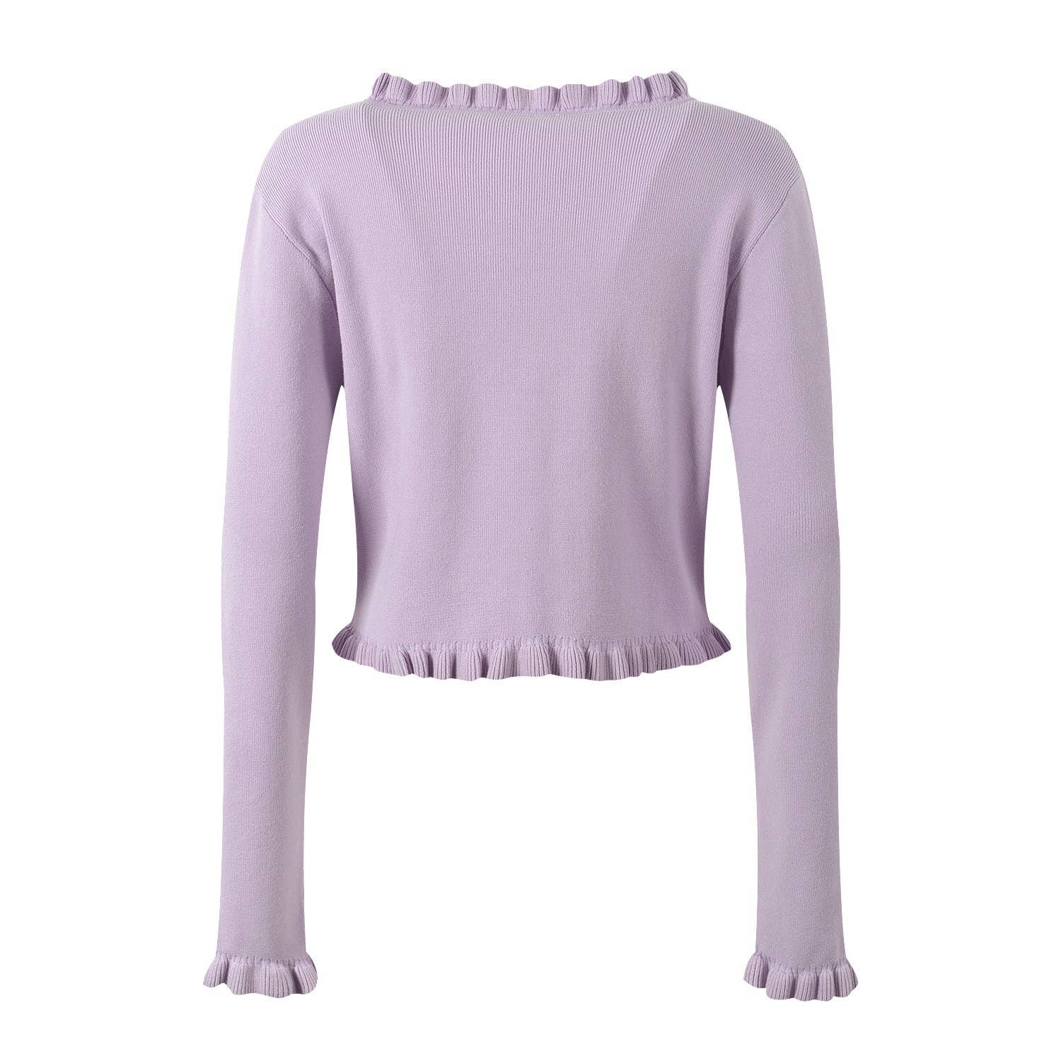 The Arabella Rosette Dress Purple Knit Cardigan & Rhinestone Suspender Dress