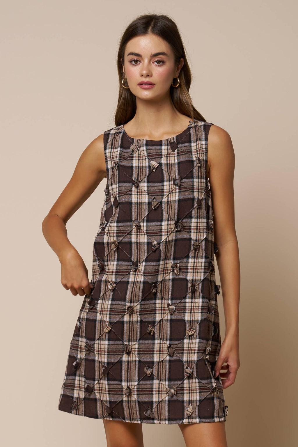 Eloïse Plaid Appliqué Mini Dress