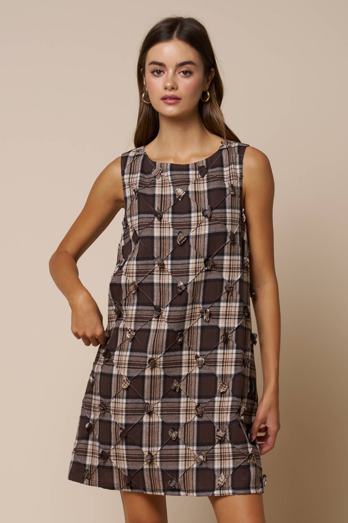 Eloïse Plaid Appliqué Mini Dress