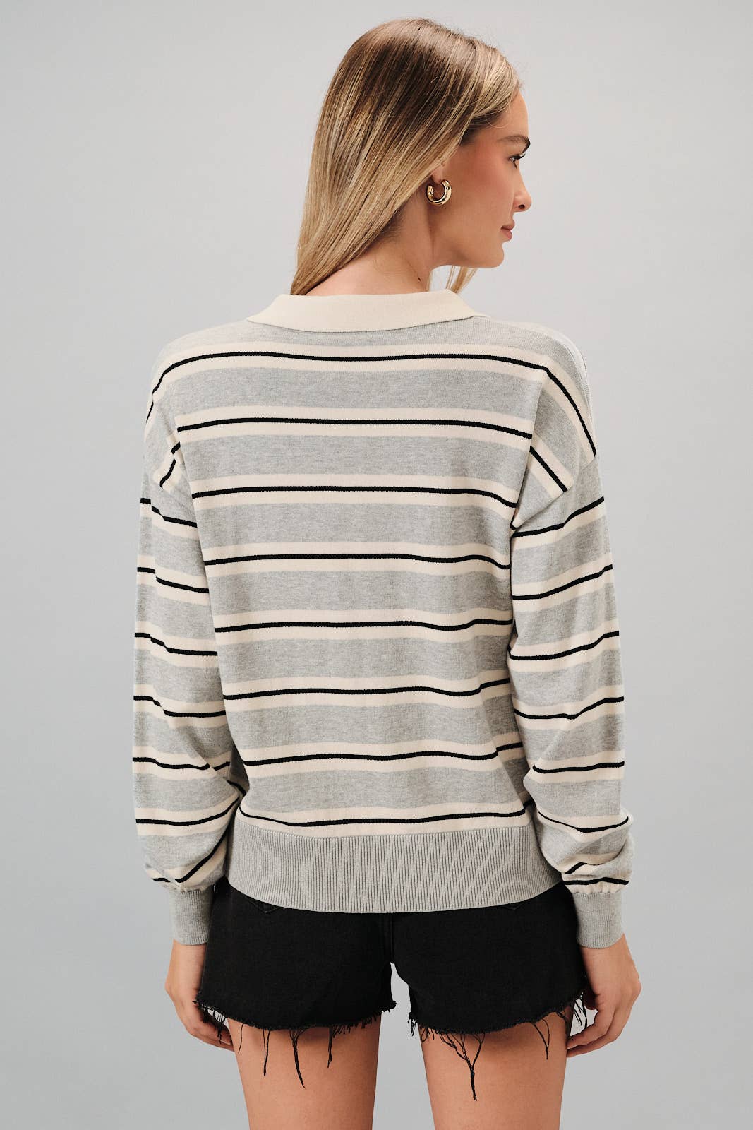 Avery Striped Polo Sweater