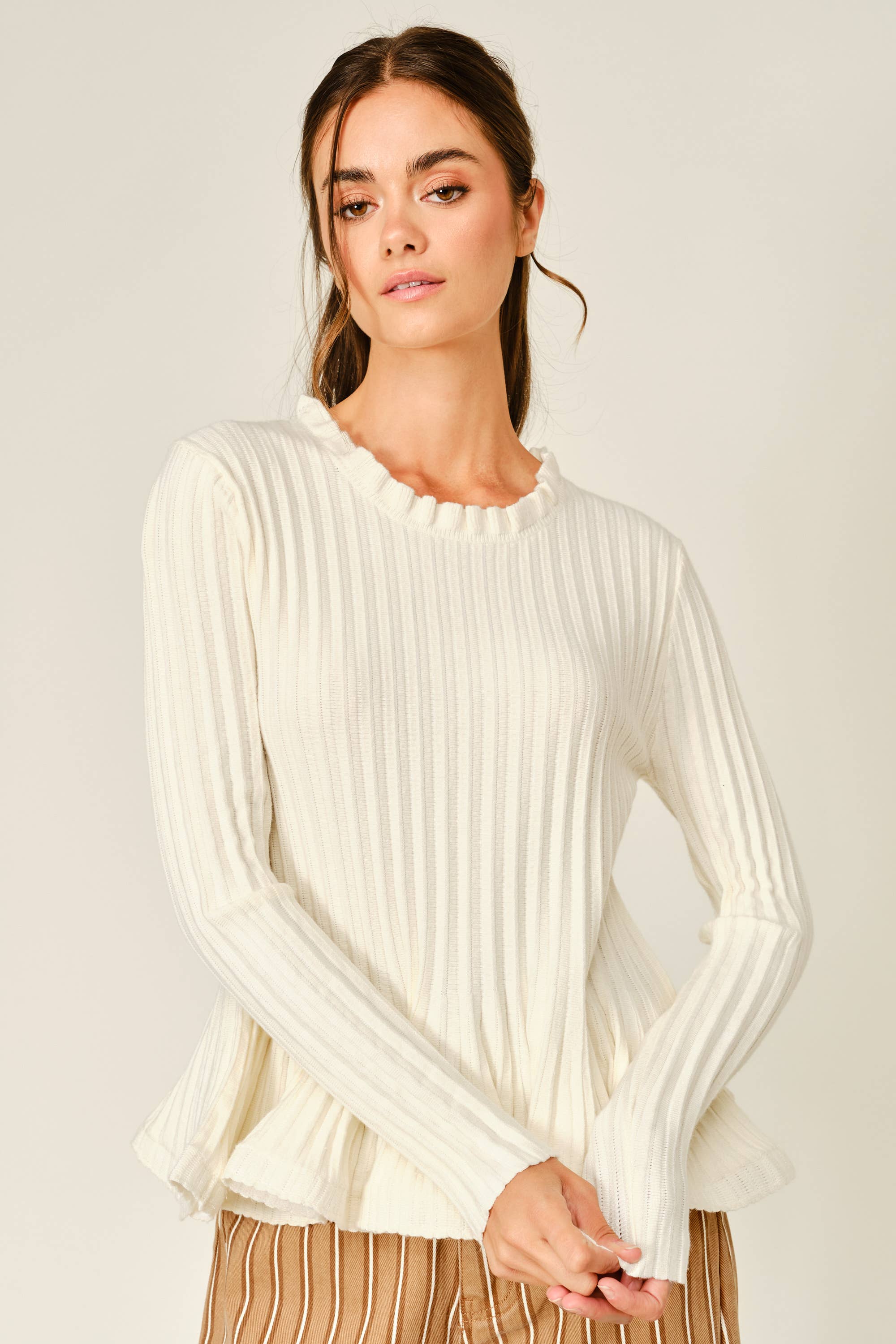 Corinne Ribbed Peplum Sweater
