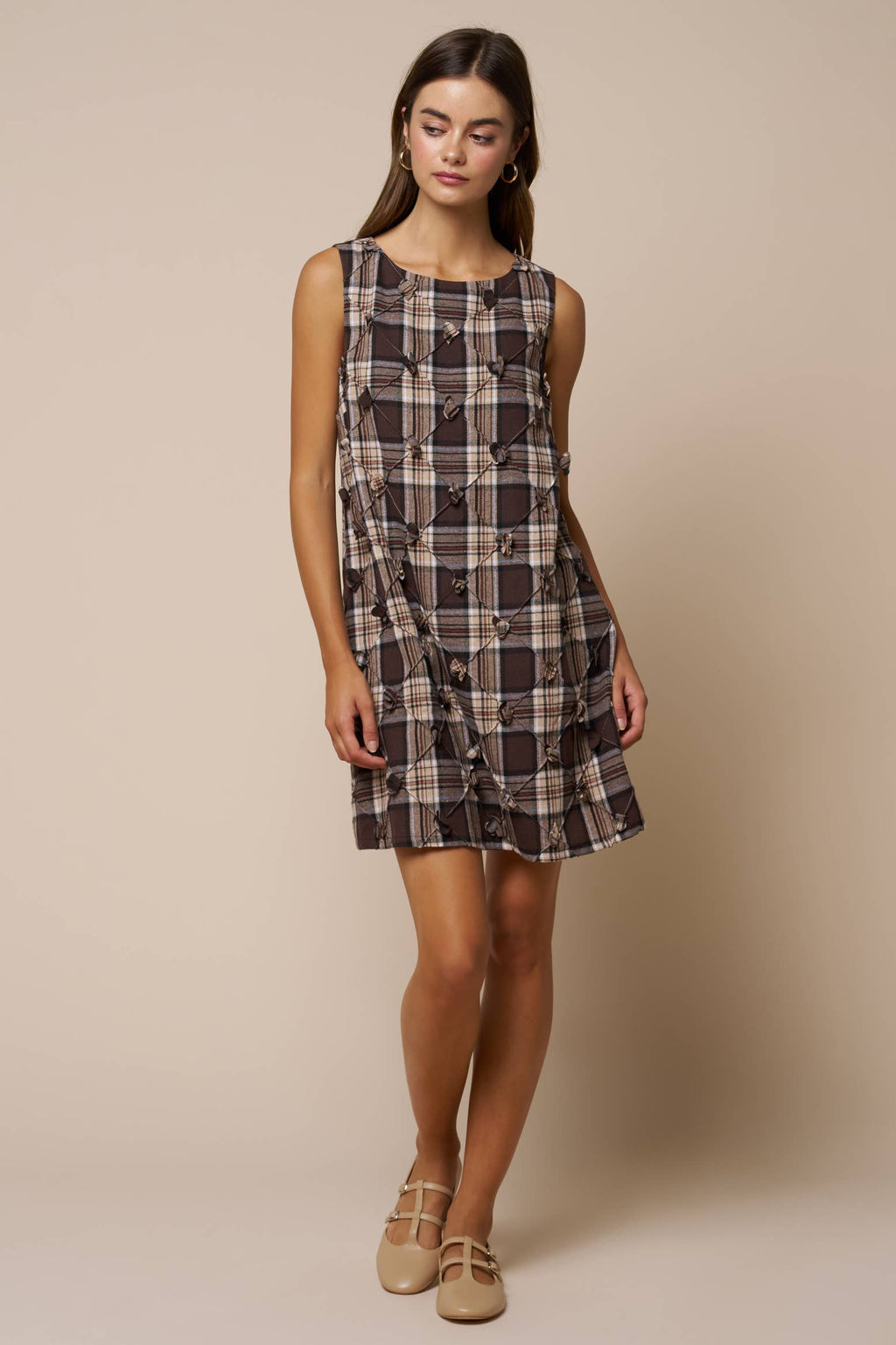 Eloïse Plaid Appliqué Mini Dress