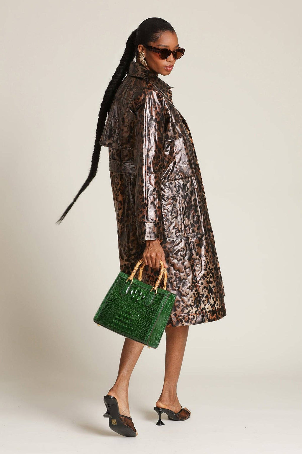 Roxanne leopard Rain Trench Coat