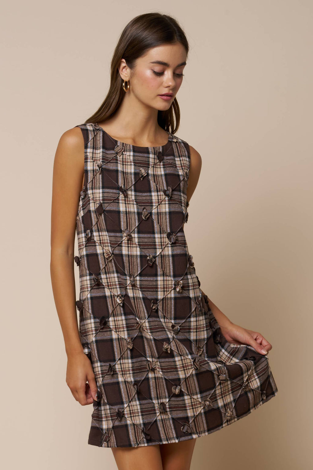 Eloïse Plaid Appliqué Mini Dress
