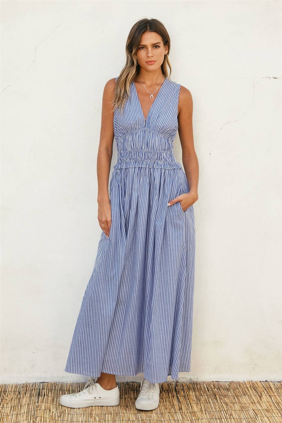 Lila Stripe Midi Dress