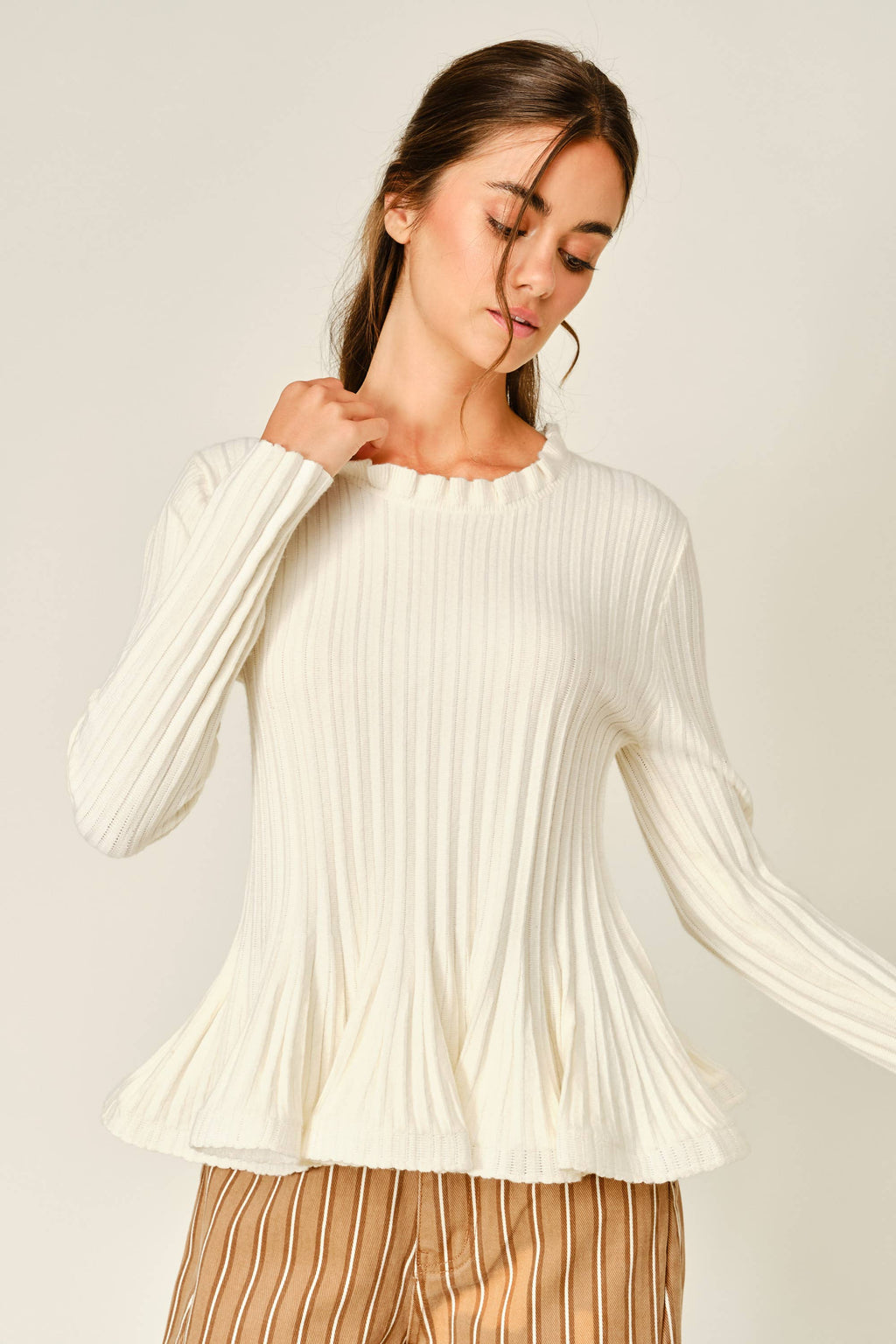 Corinne Ribbed Peplum Sweater