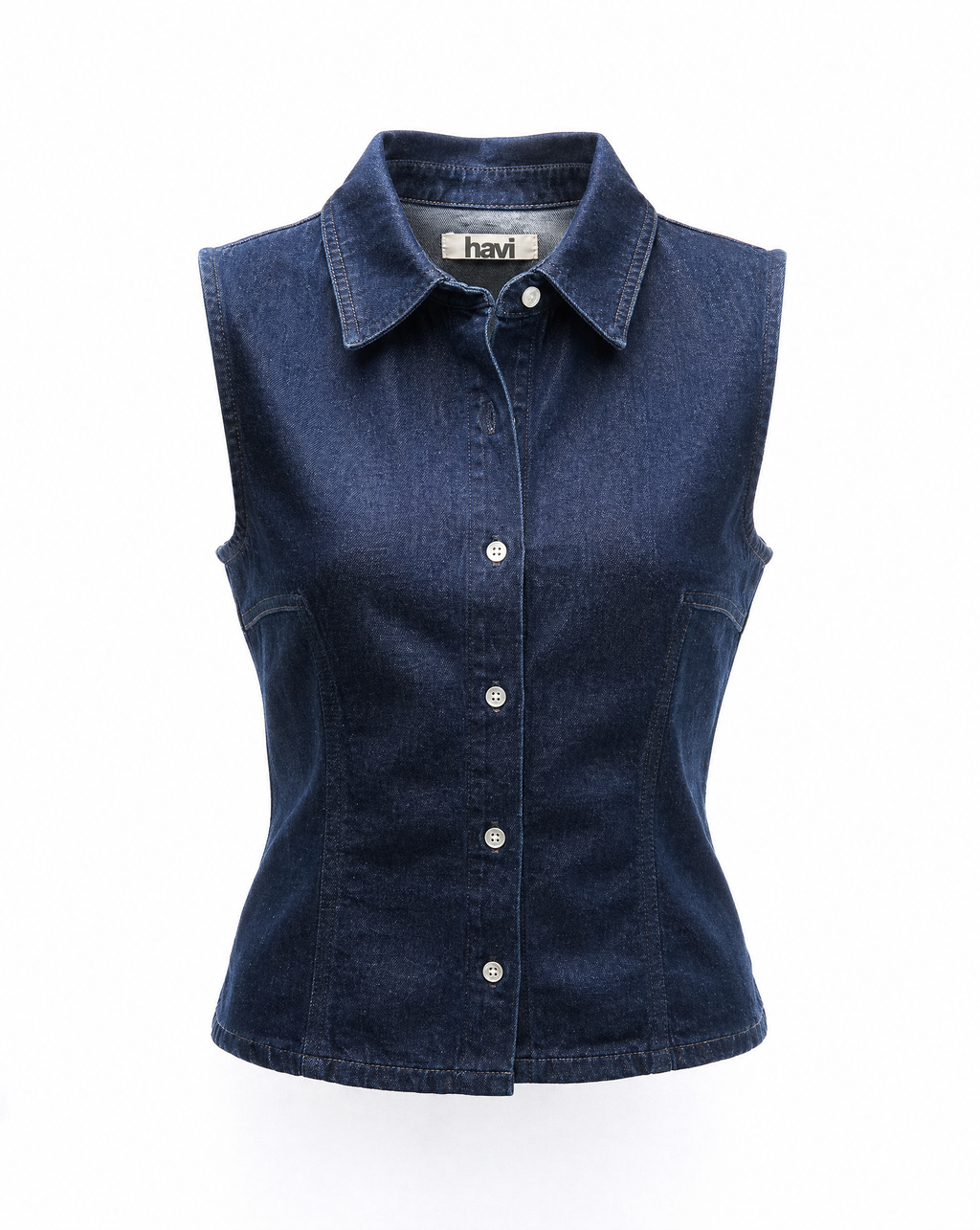 Bria Dark Linen Denim Vest