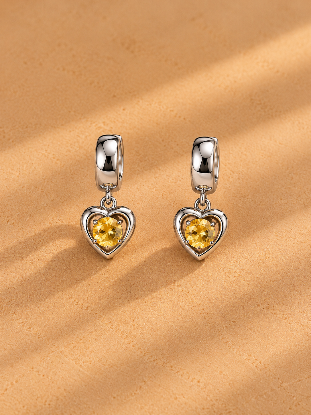 Charlotte Citrine Heart Hoops