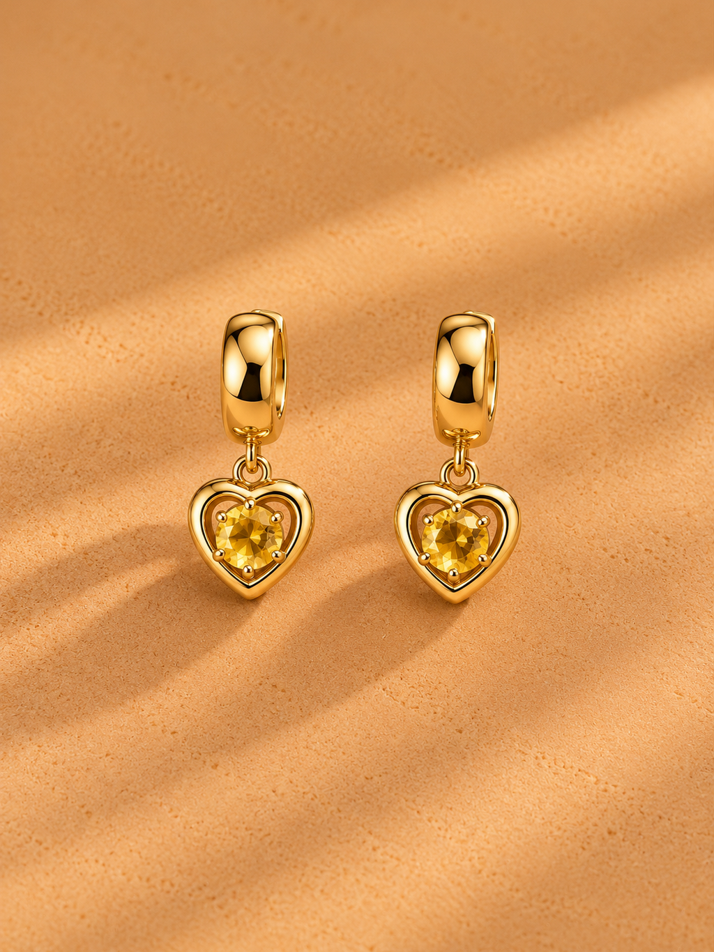 Charlotte Citrine Heart Hoops
