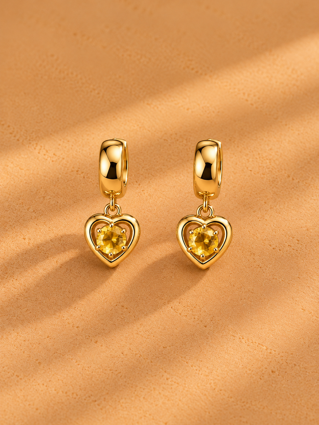 Charlotte Citrine Heart Hoops