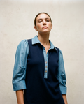 Harper Mixed Media Polo Top