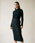 Madison Plisse Side Slit Skirt OS Black