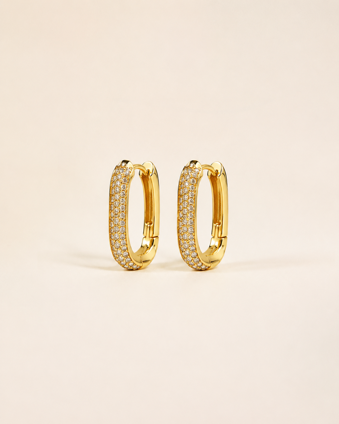 Pave Chain Link Huggie Earrings