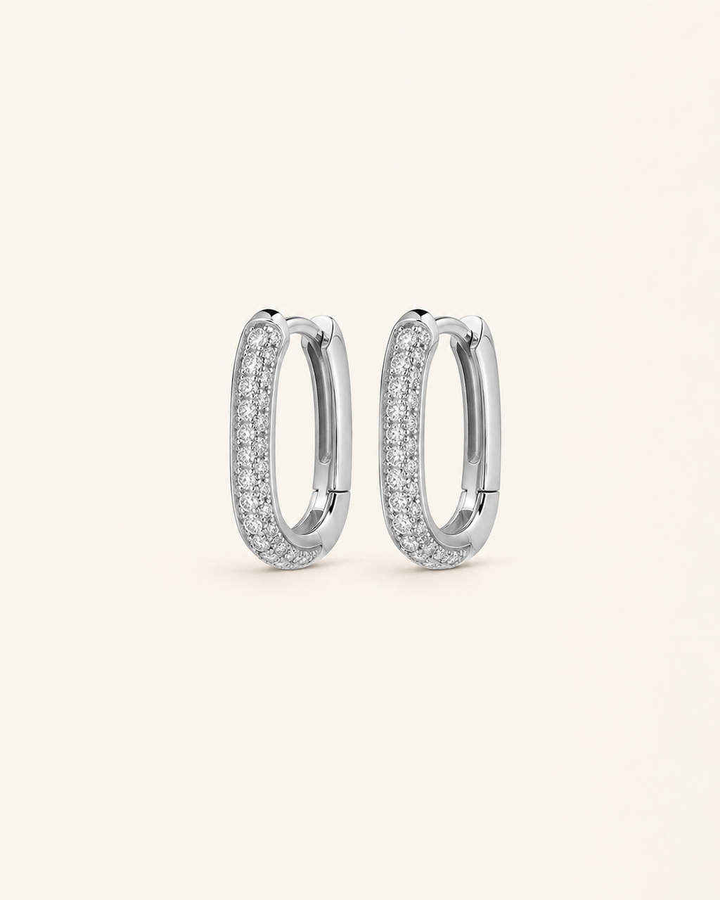 Pave Chain Link Huggie Earrings