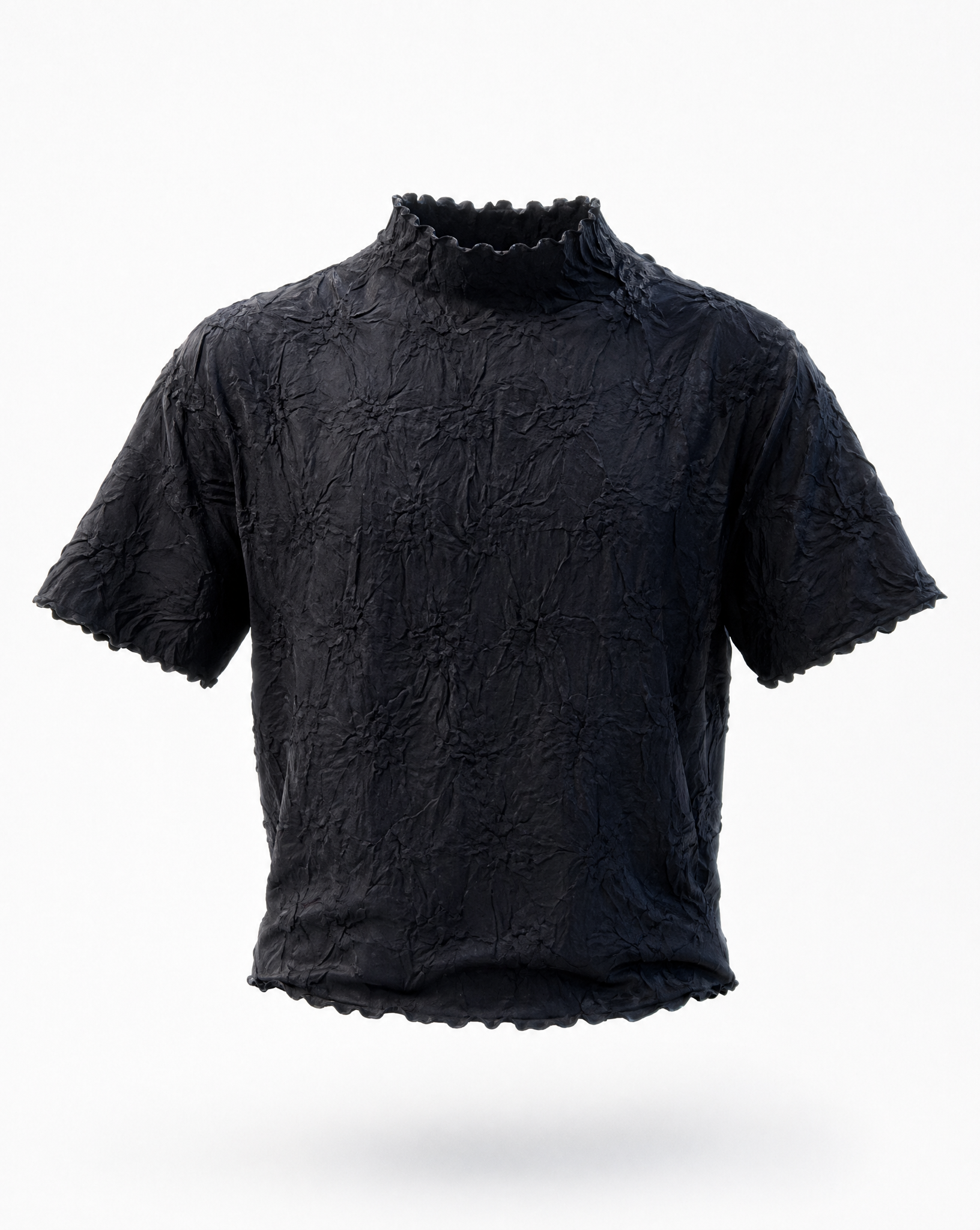 Samantha Chiffon Crunch Top, Short Sleeve Black OS